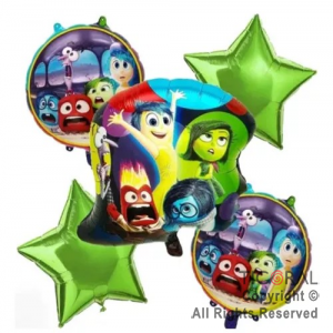SET DE GLOBOS METALIZADO INTENSAMENTE PERSONAJES 5 UNIDADES X 1